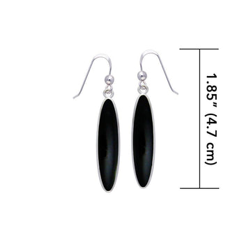 Modern Long Oval Inlaid Silver Earrings TER436 - Jewelry